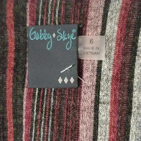 Gaby Skye Asmetrical Stripe Boho Retro sz 6 High & Low Wrap Neck Belted Dress - Picture 2 of 11